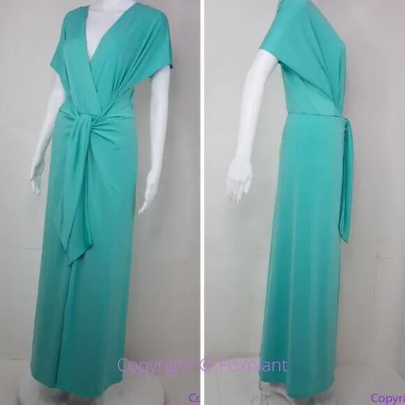 NEW Eloquii teal wrap front midi dress, women's plus size 18 - Picture 6 of 16